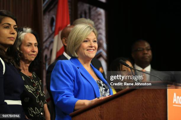 Opposition Leader Andrea Horwath gives first presser with elected NDP members at Queens Park on Friday. June 8, 2018.