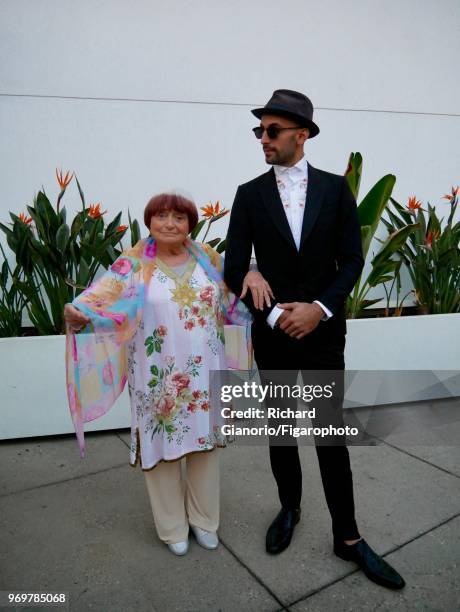Director Agnes Varda and artist JR photographed for Madame Figaro on November 9, 2017 in Los Angeles, California. PUBLISHED IMAGE. CREDIT MUST READ:...