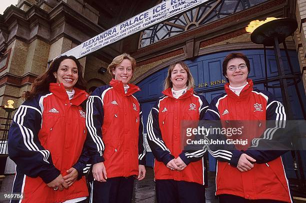 Great Britain bobsleigh team Jackie Davies, Cheryl Done, Claire Nex, and Michelle Coy during the British Olympic Association and BBC Television press...