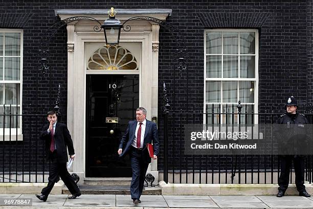 Douglas Alexander, the Secretary of State for International Development and Communities Secretary John Denham leave Number 10 Downing Street after...