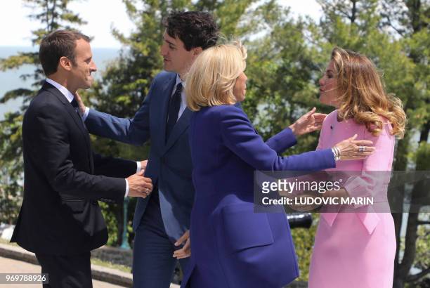 Prime Minister of Canada Justin Trudeau and his wife Sophie Gregoire Trudeau welcome French President Emmanuel Macron and his wife Brigitte Macron in...