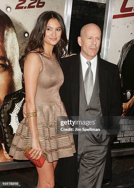 Emma Heming and Actor Bruce Willis attend the premiere of "Cop Out" at AMC Loews Lincoln Square 13 on February 22, 2010 in New York City.