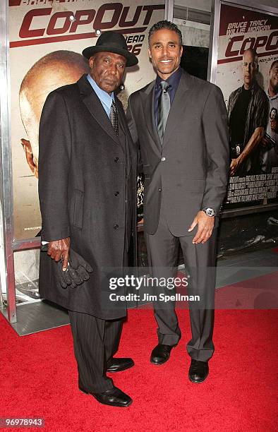 Rick Fox and his dad attend the premiere of "Cop Out" at AMC Loews Lincoln Square 13 on February 22, 2010 in New York City.