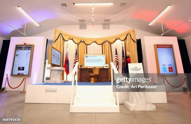 General atmosphere at Comedy Central's The Daily Show Presents: The Donald J. Trump Presidential Twitter Library in Los Angeles on June 8, 2018 in...