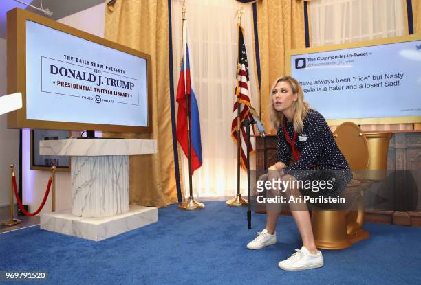 The Daily Show correspondent Desi Lydic attends Comedy Central's The Daily Show Presents: The Donald J. Trump Presidential Twitter Library in Los...