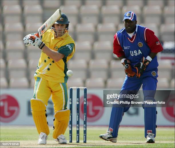 Adam Gilchrist steers Australia to victory during the ICC Champions Trophy match between Australia and United States of America at the Rose Bowl,...