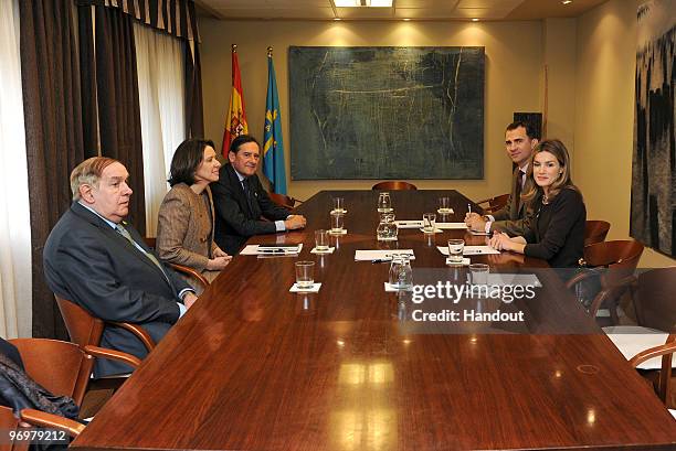 General Secretary of 'Prince of Asturias Foundation' Juan Luis Iglesias Prada, Director Teresa Sanjurjo, President Matias Rodriguez Inciarte, Spain's...