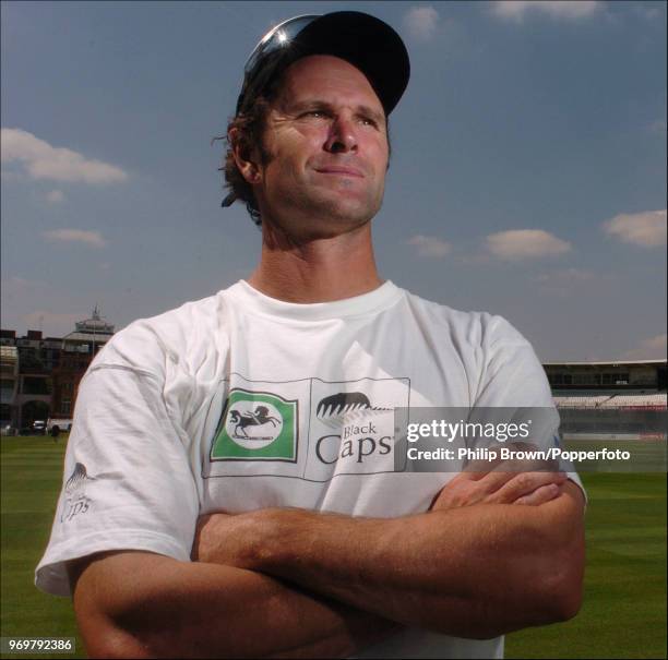 Chris Cairns of New Zealand poses for photos during a training session before the 1st Test match against England at Lord's Cricket Ground, London,...