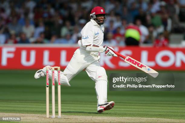 West Indies captain Brian Lara races to make his ground during his innings of 11 runs in the 1st Test match between England and West Indies at Lord's...