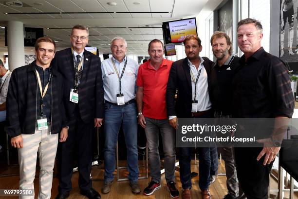 Philipp Lahm, amabassador of "United for Football" application for Euro 2024, Reinhard Grindel, DFB president, Hannes Bongartz, Uwe Bein, Thomas...