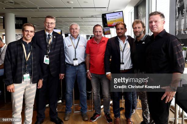 Philipp Lahm, amabassador of "United for Football" application for Euro 2024, Reinhard Grindel, DFB president, Hannes Bongartz, Uwe Bein, Thomas...