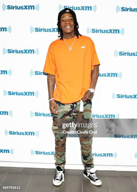 Rapper Wiz Khalifa visits the SiriusXM Studios on June 8, 2018 in New York City.
