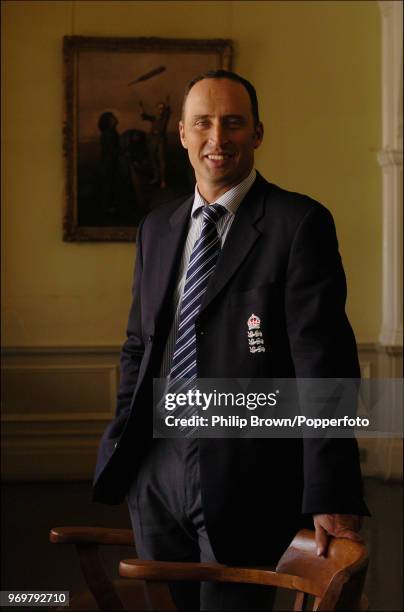 Nasser Hussain, the former England captain, in the Long Room after announcing his retirement from cricket during a press conference at Lord's Cricket...