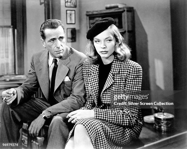 Humphrey Bogart as Philip Marlowe and Lauren Bacall as Vivian Rutledge in 'The Big Sleep', 1946.