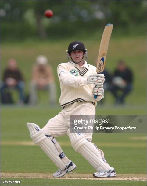 Michael Papps of New Zealand hits a boundary during the tour match between a PCA Masters XI and the New Zealanders at the Denis Compton Oval,...