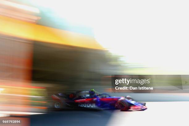 Pierre Gasly of France and Scuderia Toro Rosso driving the Scuderia Toro Rosso STR13 Honda on track during practice for the Canadian Formula One...