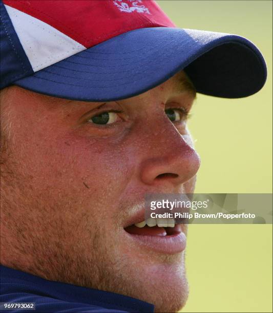 Andrew Flintoff of England takes a break during the 2nd NatWest Challenge One Day International between England and India at The Oval, London, 3rd...