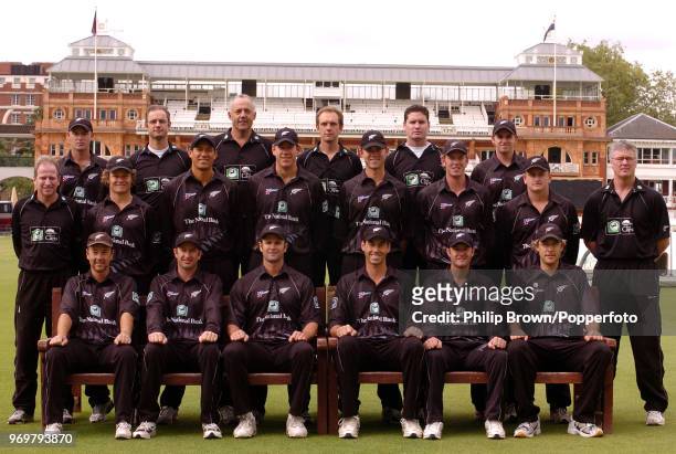 The New Zealand team before the NatWest Series Final against West Indies at Lord's Cricket Ground, London, 9th July 2004. Players pictured are :...