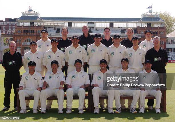 The New Zealand Test team and coaching staff before the three-match Test series against England, at Lord's Cricket Ground, London, May 2004. Players...