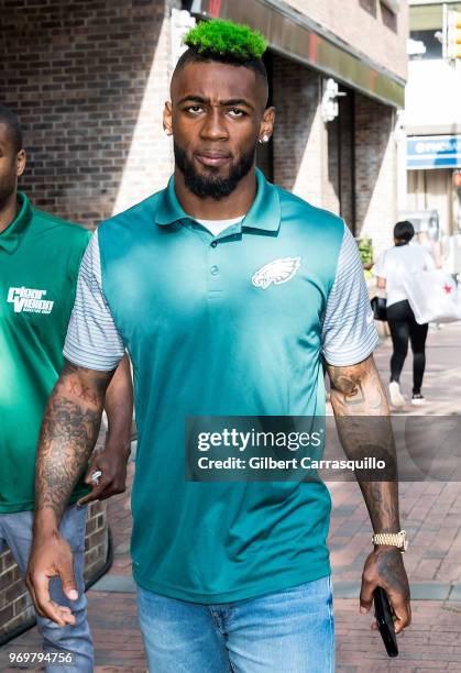 Philadelphia Eagles Jalen Mills is seen arriving to Fox 29's 'Good Day' at FOX 29 Studios on June 8, 2018 in Philadelphia, Pennsylvania.