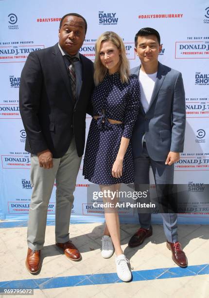 The Daily Show correspondents Roy Wood Jr., Desi Lydic and Ronny Chieng arrive at Comedy Central's The Daily Show Presents: The Donald J. Trump...