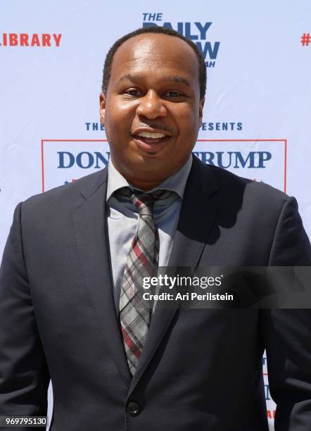The Daily Show correspondent Roy Wood Jr. Arrives at Comedy Central's The Daily Show Presents: The Donald J. Trump Presidential Twitter Library in...