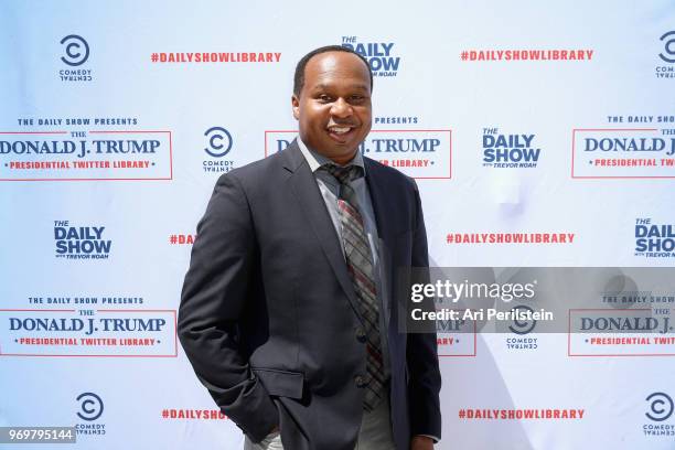 The Daily Show correspondent Roy Wood Jr. Arrives at Comedy Central's The Daily Show Presents: The Donald J. Trump Presidential Twitter Library in...