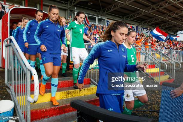 Danielle van de Donk of Holland Women during the World Cup Qualifier Women match between Northern Ireland v Holland at the Shamrock Park on June 8,...
