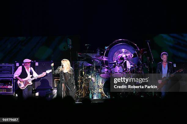 John McVie, Stevie Nicks, Mick Fleetwood and Lindsey Buckingham of Fleetwood Mac perform on stage at Wembley Arena on October 30th 2009 in London.