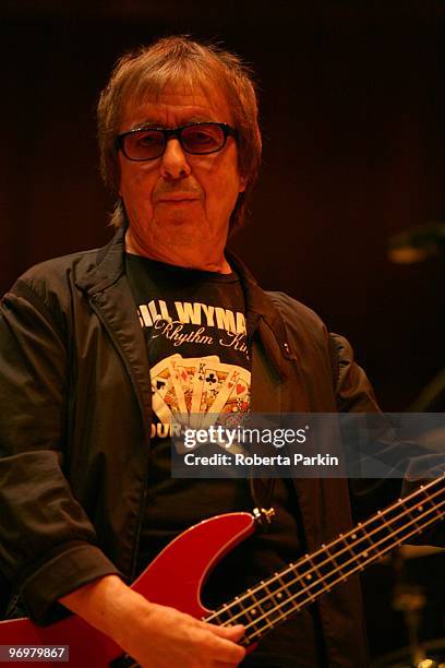 Bill Wyman performs on stage with Bill Wyman's Rhythm Kings at Cadogan Hall on 1st December 2009 in London.