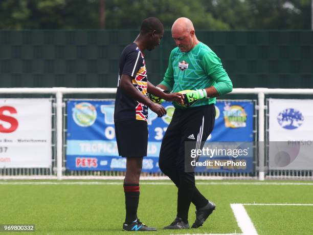 Bruce Grobbelaar of Matabeleland during Conifa Paddy Power World Football Cup 2018 Friendly between Matabeleland v Chagos Islands at Parkside ,...