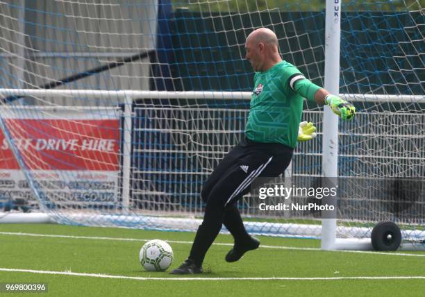 Bruce Grobbelaar of Matabeleland during Conifa Paddy Power World Football Cup 2018 Friendly between Matabeleland v Chagos Islands at Parkside ,...