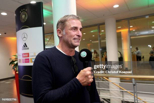 Stefan Kuntz is seen during the Club Of Former National Players Meeting at BayArena on June 8, 2018 in Leverkusen, Germany.