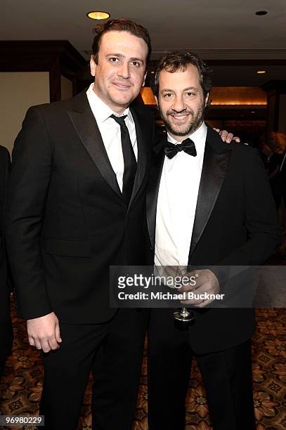 Actor Jason Segel and writer/director/producer Judd Apatow attend the 2010 Writers Guild Awards held at the Hyatt Regency Century Plaza on February...