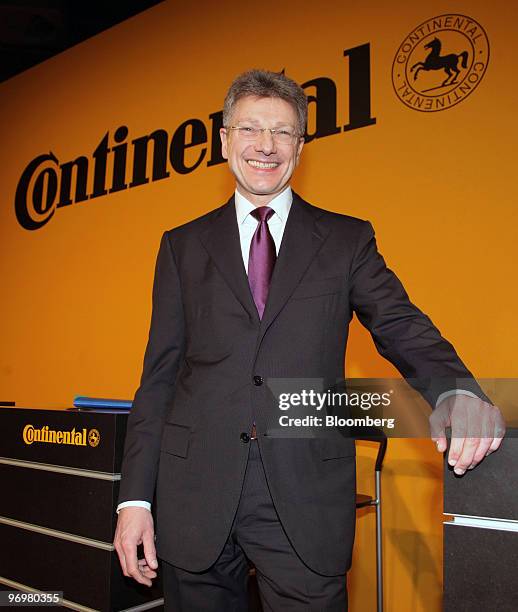 Elmar Degenhart, chief executive officer of Continental AG, poses prior to the company's news conference in Frankfurt, Germany, on Tuesday, Feb. 23,...