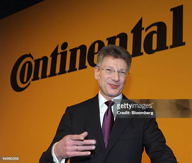 Elmar Degenhart, chief executive officer of Continental AG, poses prior to the company's news conference in Frankfurt, Germany, on Tuesday, Feb. 23,...
