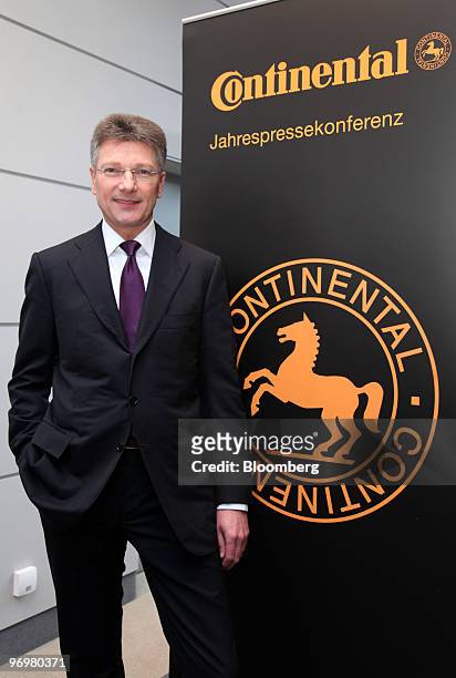 Elmar Degenhart, chief executive officer of Continental AG, poses prior to the company's news conference in Frankfurt, Germany, on Tuesday, Feb. 23,...