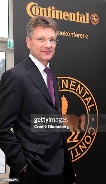 Elmar Degenhart, chief executive officer of Continental AG, poses prior to the company's news conference in Frankfurt, Germany, on Tuesday, Feb. 23,...