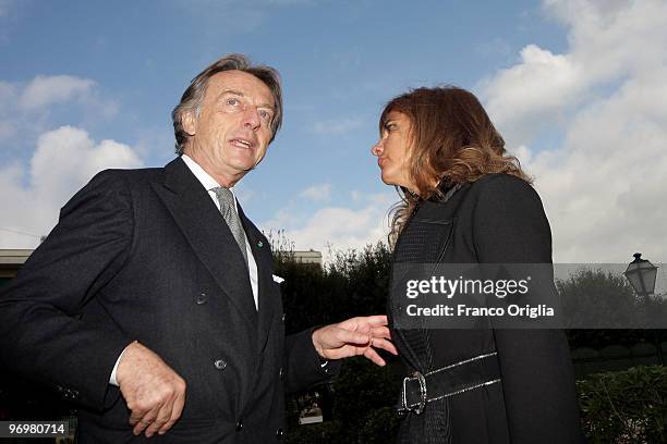 President of LUISS University and Ferrari chairman Luca Cordero Di Montezemolo greets the President of Confindustria Emma Marcegaglia at the end of...