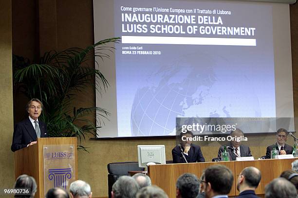 President of LUISS University and Ferrari chairman Luca Cordero Di Montezemolo attends LUISS School Of Government inaugural ceremony on February 23,...