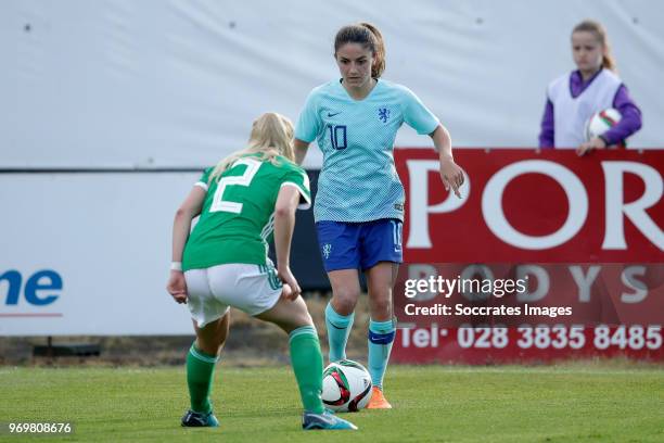 Danielle van de Donk of Holland Women during the World Cup Qualifier Women match between Northern Ireland v Holland at the Shamrock Park on June 8,...