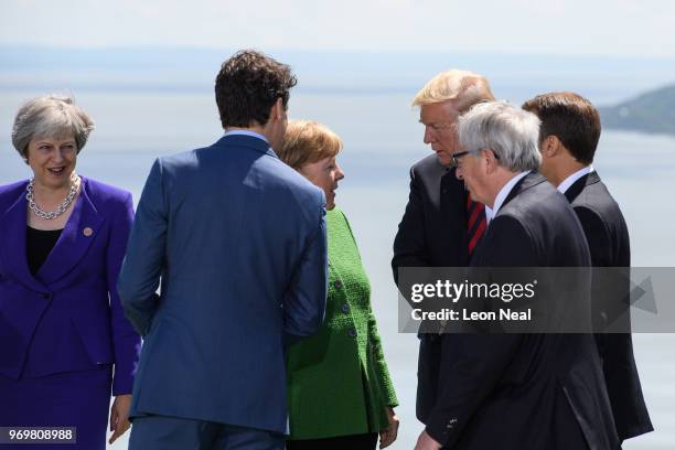 British Prime Minister Theresa May Canadian Prime Minister Justin Trudeau, German Chancellor Angela Merkel, US President Donald Trump, French...