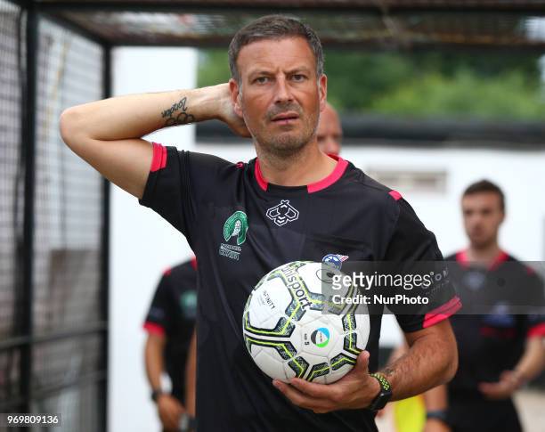 Referee Mark Clattenburg during Conifa Paddy Power World Football Cup 2018 Semifinal B between Karpatalya against Székely Land at Colston Avenue...