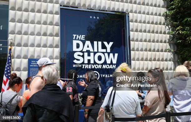 General stmosphere at Comedy Central's The Daily Show Presents: The Donald J. Trump Presidential Twitter Library in Los Angeles on June 8, 2018 in...