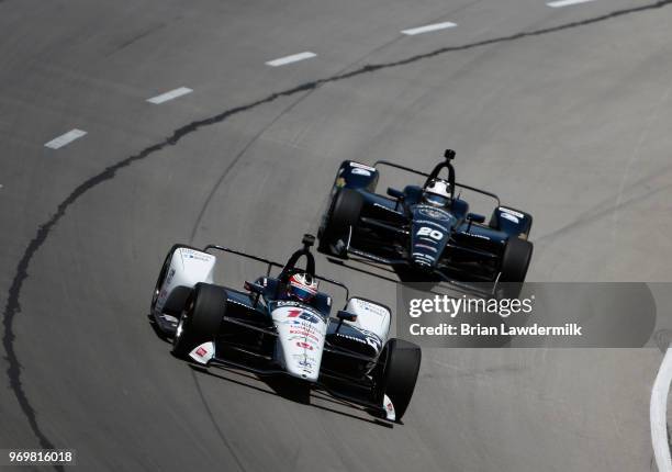 Graham Rahal, driver of the Fleet Cost & Care Honda, drives during practice for the Verizon IndyCar Series DXC Technology 600 at Texas Motor Speedway...