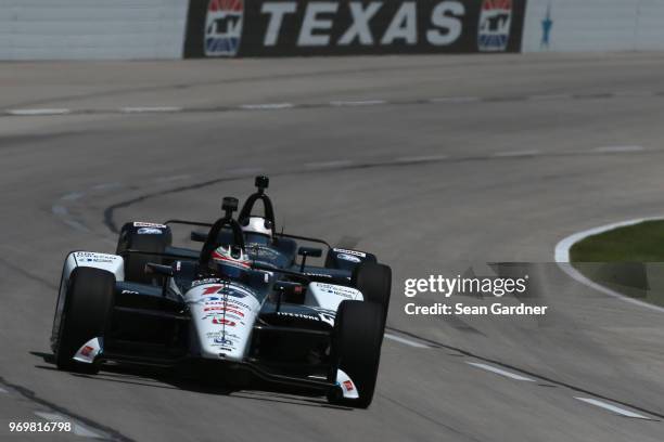 Graham Rahal, driver of the Fleet Cost & Care Honda, drives during practie for the Verizon IndyCar Series DXC Technology 600 at Texas Motor Speedway...