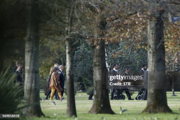 The Dutch royal family along with friends and relatives accompany the coffin of Queen Maxima's sister Ines Zorreguieta, during her burial ceremony at...