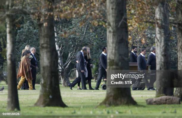 The Dutch royal family along with friends and relatives accompany the coffin of Queen Maxima's sister Ines Zorreguieta, during her burial ceremony at...