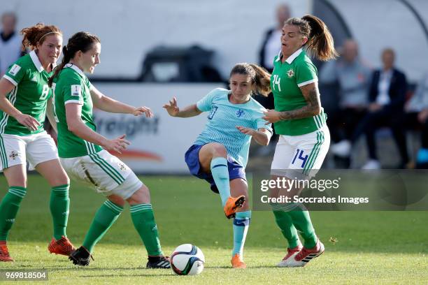 Danielle van de Donk of Holland Women, Billie Simpson of Northern Ireland Women during the World Cup Qualifier Women match between Northern Ireland v...