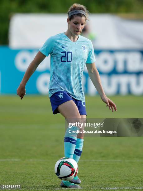 Dominique Janssen of Holland Women during the World Cup Qualifier Women match between Northern Ireland v Holland at the Shamrock Park on June 8, 2018...